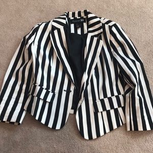 Black and white striped blazer